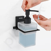 Plantex 304 Grade Stainless Steel Liquid Soap Dispenser for Bathroom/Frosted Glass Liquid Shampoo Dispenser/Hand wash Dispenser/Bathroom Accessories - Pack of 1 (Crystal, Black)