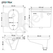 Plantex Indian Toilet with Flush Tank/Ceramic Squating Pan/Flushing Cistern for Bathroom/Indian Commode with 8 ltr. Capacity Flush Tank - Combo (White)