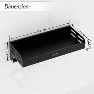 Plantex Aluminium Multipurpose Bathroom Shelf with Towel Rod with Movable Hooks/Bathroom Shelf Rack/Organizer for Bathroom Accessories - Wall Mount (Black)