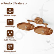Plantex J4 Stainless Steel Double Soap Dish for Bathroom/Soap Holder for Bathroom/Wall Mounted Soap Holder/Bathroom Accessories (PVD Rose Gold Finish) Onix