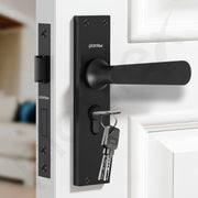 Plantex Stainless Steel Door Lock Handle Set/ 6-Lever Lock Mechanism with 3 Years of Warranty/Mortise Lock with 3 Keys, Brass Lock Body & Cylinder - (Z-Black)