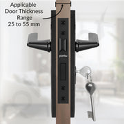 Plantex Heavy-Duty Door Lock Set - Main Door Lock Handle Set/ 6-Lever Lock Mechanism with 3 Years of Warranty/Mortise Lock with 3 Keys, Brass Lockbody (Z-Black)