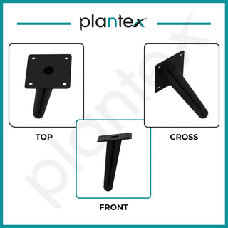 Plantex 4 Inch Sofa Legs for Bed Furniture/Sofa Legs for Table/Sofa Support Legs with Rubber Grip (Black, 8 Pcs)