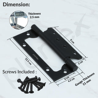 Plantex Butterfly Hinges for Door/Stainless Steel Door Hinges/Non-Mortise Hinges/5 Inch x 14 Gauge Hinges/2.5 mm Hinges for Home/Office/Hotel - Pack of 6 (Black)