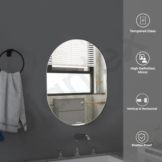 Plantex Frameless Capsule Mirror for Wall/Mirror with Beveled Smooth Edges/Mirror for Bathroom/Dressing Room/Living Room/Bedroom/Entryway - (18x12 Inch)