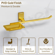 Plantex 304 Grade Stainless Steel Soap Dish with Napkin Ring/Soap Stand/Soap Holder/Napkin Holder/Towel Hanger for Bathroom/Bathroom Accessories - Pack of 1 (Crystal, PVD Gold)