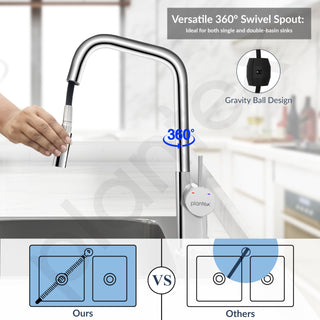 Plantex Single Lever Pull-Down Kitchen Sink Tap/Sink Mixer Tap Hot and Cold/360° Swivel Spout Faucet for Kitchen - Deck Mounted - (8991-Chrome)