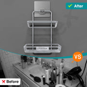 Plantex Self-Adhesive Stainless Steel Wall Hanging Soap Storage Rack/Bathroom Soap Holder for Wall/Double Layer Soap Tray - Bathroom Accessories