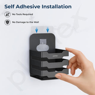 Plantex Self Adhesive Tumbler Holder for Barthroom/Stainless Steel Toothbrush Holder/Toothpaste Stand/Bathroom Accessories - Pack of 1 (1252, Black)