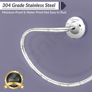 Plantex 304 Grade Stainless Steel Round Towel Ring for washbasin/Napkin Hanger for Bathroom/Hand Towel Holder/Bathroom Accessories - Daizy (Chrome)