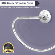 Plantex 304 Grade Stainless Steel Round Towel Ring for washbasin/Napkin Hanger for Bathroom/Hand Towel Holder/Bathroom Accessories - Daizy (Chrome)