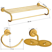 Plantex 304 Grade Stainless Steel Bathroom Accessories Set of 3 - Towel Stand/Napking Hanger/Dual Soap Holder for Bathroom - Daizy (Golden)