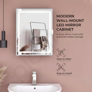 Plantex LED Mirror Cabinet for Bathroom/ABS Storage Cabinet/Mirror Cabinet for Wall/Mirror with Storage for Bathroom - 18x14 Inch (CAB-118, White)