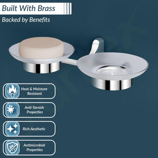 Plantex Rich Brass Unique Dual Soap Dish for Bathroom/Wall Mounted Soap Holder/Soap Stand/Bathroom Accessories (Chrome)