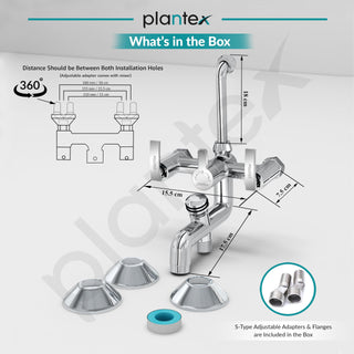 Plantex Pure Brass 3 in 1 Wall Mixer for Bathroom with L-Bend Provision for Overhead and Hand Shower/Mixer Tap for Bathroom with Water Saving Nozzle and Brass Wall Flange (COL-1019-Chrome)