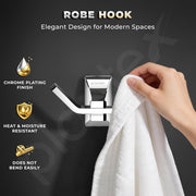 Plantex Robe Hook for Bathroom/Pure Brass Clothes Hanging Hook/Hook for Wall/Bathroom Accessories - Pack of 1 (APS-DL-01, Chrome)