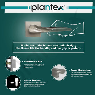 Plantex Premium Door Lock with 3 Years of Warranty/Main Door Lock for Home/Mortise Locks for Door - (PT-002- Satin -Black)