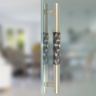 Plantex Aura Stainless Steel Main Door Handle for Glass & Wooden Doors - Pull Handle, Satin White & Grey Finish (14 Inch, Pack of 1)