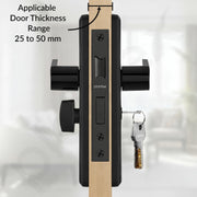 Plantex Door Lock Set - Main Door Lock Plate Handle Set/Mortise Lock with 3 Keys/Lock Body and Cylinder - Pack of 1 (OHMH-21, Z-Black & PVD Black)