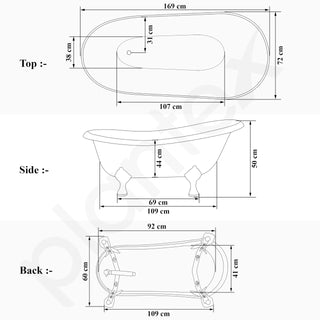 Plantex Freestanding Bathtub For Bathroom/Bath tub for Adults/Deep Soaker Bathtub with Overflow,Popup and Drain Pipe (BSM-404-White-1700mm)