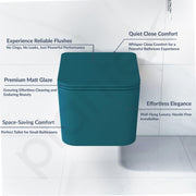 Plantex Imported Ceramic Wall Hung Commode for Toilet /Rimless Washdown Flushing/Western Commode with Soft Closing Toilet Seat - P Trap - (Pine Blue)