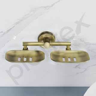 Plantex Galaxy 304 Grade Stainless Steel Rectangular Double Soap Holder for Bathroom/Soap Stand/Soap Holder/Soap Storage/Bathroom Accessories – (Brass Antique)