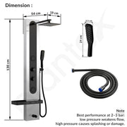 Plantex  Shower Panel for Bathroom/304 Grade Stainless Steel Modern Shower System with Head Shower/Hand Shower & Massage Spray Jet for Bathroom - Pack of 1 (Chrome and Black, KM-8097)