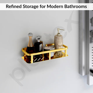 Plantex Stainless Steel 304 Grade Shelf for Bathroom/Storage Organizer/Kitchen Rack - Bathroom Accessories- Pack of 1 (12X5 Inches-PVD Gold Finish)