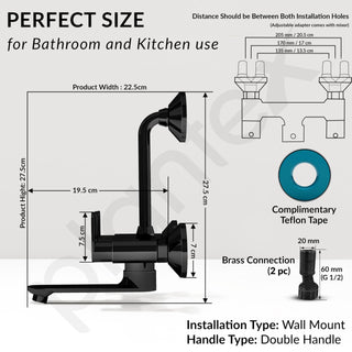 Plantex Brass Wall Mixer for Bathroom with L-Bend Connector for Shower/Mixer Tap/Mixer for Bathroom with 7-Year Manufacturer's Warranty-(Orn-218- Pvd Black)