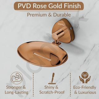 Plantex J4 Stainless Steel Wall Mounted Soap Holder for Bathroom/Soap Holder for Kitchen/Soap Stand for Bathroom/Bathroom Accessories (PVD Rose Gold Finish) Angel