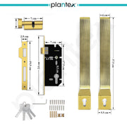 Plantex 15 Inch Door Handle with Lock/Stainless Steel Handle Set for Home/Office/Door Accessories - Pack of 1 (Brass Antique & Gold)
