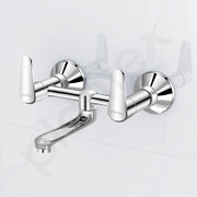 Plantex Pure Brass Non Telephonic Wall Mixer with Water Saving Nozzle/Mixer Tap for Bathroom with Brass Wall Flange and Teflon Tape (Dol-2319-Chrome)