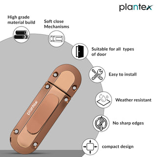 Plantex Door Stopper/Door Latch for Main Door/Baby Latch for Bathroom/Door Lock for Home and Office Doors - Pack of 2 (Rose Gold)