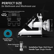 Plantex Pri-317 Pure Brass Telephonic Wall Mixer with Crutch Arranging of Hot & Cold Water with Water Saving Nozzle for Bathroom and Brass Wall Flange (Chrome)