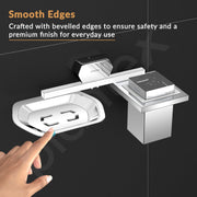 Plantex 2in1 Soap Dish with Tumbler Holder for Bathroom/304 Grade Stainless Steel Soap Holder with Toothbrush Holder/Bathroom Accessories - Pack of 1 (Delta - 2808, Chrome)
