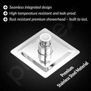 Plantex Stainless Steel Shower Head 100 mm with Water Saving Nozzle/Shower for Bathroom/Rain Shower Head for Bathroom without Arm-(Ultra Slim-Chrome)