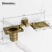 Plantex 304 Grade Stainless Steel 2in1 Soap Dish with Tooth Brush Holder/Soap Stand/Tumbler Holder/Bathroom Accessories - Wall Mount (Brass Antique)