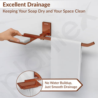 Plantex 304 Grade Stainless Steel Soap Dish with Napkin Ring/Soap Stand/Soap Holder/Napkin Holder/Towel Hanger for Bathroom/Bathroom Accessories - Pack of 1 (Crystal, PVD Rose Gold)