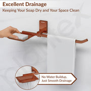 Plantex 304 Grade Stainless Steel Soap Dish with Napkin Ring/Soap Stand/Soap Holder/Napkin Holder/Towel Hanger for Bathroom/Bathroom Accessories - Pack of 1 (Crystal, PVD Rose Gold)