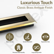 Plantex Sliding Door Handle/Concealed Handle for Sliding Door/96mm Concealed Handle for Wardrobe/Kitchen Cabinet - Pack of 2 (Brass Antique)