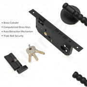 Plantex Mortise Door Lock/Heavy Duty Lock for Main Door/Mortise Locks for Home/Office/Hotel-3 Brass Keys (1026 - Z-Black)