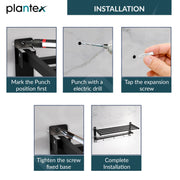 Plantex Towel Rack for Bathroom/Stainless Steel Towel Bar/24 Inch Towel Holder with Towel Rod/Bathroom Accessories - (Black)