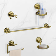 Plantex 304 Grade Stainless Steel Bathroom Accessories Set of 5 - Towel Rod/Hand Napkin Hanger for WashBasin/Soap Case/Toothbrush Holder/Robe Hook - Skyllo (Brass Antique)