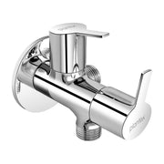 Plantex Angle Valve 2 in 1/Two Way Angle Cock Tap with Wall Flange & Teflon Tape/Angle Valve for Bathroom-(Chrome)