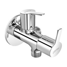 Plantex Angle Valve 2 in 1/Two Way Angle Cock Tap with Wall Flange & Teflon Tape/Angle Valve for Bathroom-(Chrome)