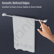 Plantex Smero Pure Brass Towel Hanger for Bathroom/Single Towel Rod/Towel Bar/Bathroom Accessories - Arrete (24 Inch-Chrome)