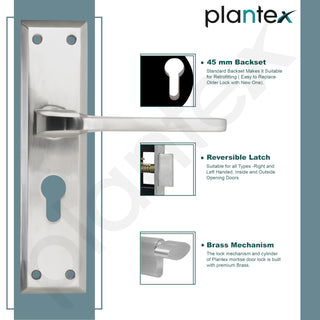 Plantex Main Door Lock Handle Set/6-Lever Locks Mechanism with 3 Years of Warranty by plantex/Mortise Lock with 3 Keys, Brass Locks Body & Cylinder (PTP-04 Matt)