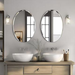 Plantex Unframed Unframed Oval Mirror for Wall/Mirror with Beveled Smooth Edges/Mirror for Bathroom/Dressing Room/Living Room/Bedroom/Entryway - (15 X 18 Inch), Clear