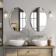 Plantex Unframed Unframed Oval Mirror for Wall/Mirror with Beveled Smooth Edges/Mirror for Bathroom/Dressing Room/Living Room/Bedroom/Entryway - (15 X 18 Inch), Clear