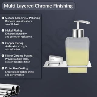 Plantex Smero Pure Brass Made Hand Wash Holder for Wash Basin/Liquid Soap Dispenser/Shampoo Dispenser - Arrete (Chrome)